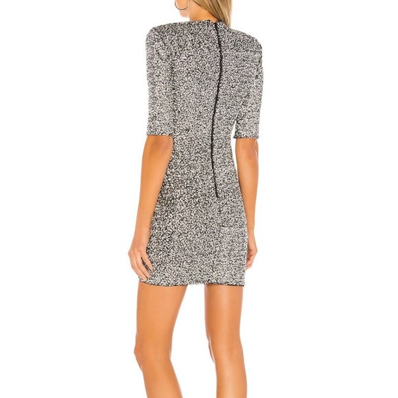 Alice + Olivia Sequin Strong-Shoulder Mock-Neck Dress - Picture 8 of 9